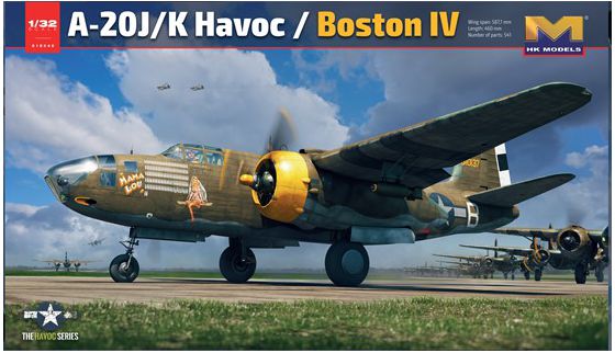 HK MODELS 01E040 A-20J/K HAVOC / BOSTON IV 1/32 SCALE PLASTIC MODEL KIT BOMBER