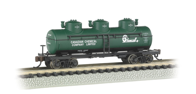 BACHMANN 17152 CHEMCELL CHEMICAL CO 3 DOME TANK CAR N SCALE SILVER SERIES ROLLING STOCK