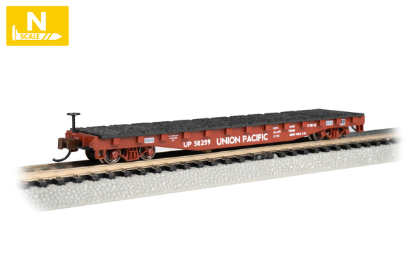 BACHMANN 17354 UNION PACIFIC 58259 52 INCH FLAT CAR N SCALE SILVER SERIES ROLLING STOCK