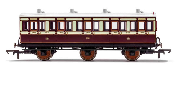 HORNBY R40120 LNWR 6 WHEEL 3RD CLASS COACH NO.1523 WITH LIGHTS HO/OO SCALE TRAIN CARRIAGE