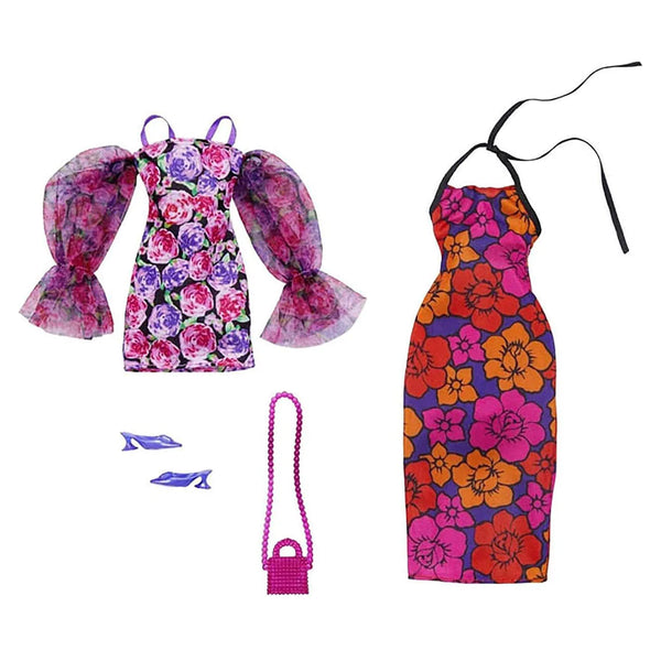 BARBIE FASHIONS WITH FLORAL PATTERN DRESS 2PK