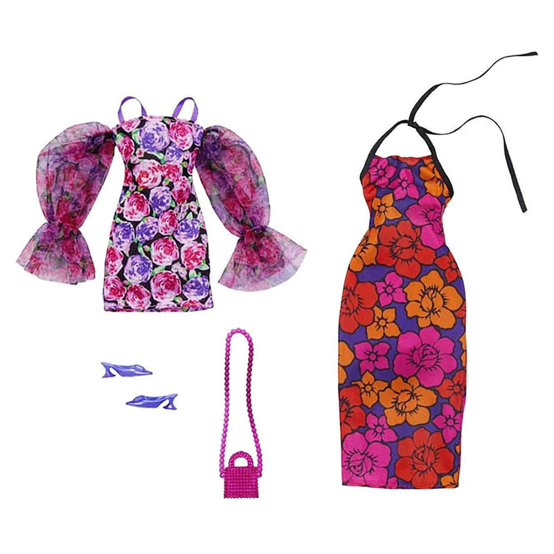 BARBIE FASHIONS WITH FLORAL PATTERN DRESS 2PK