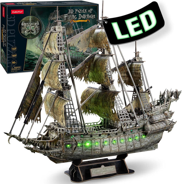 CUBICFUN L527H PIRATE SHIP SERIES FLYING DUTCHMAN 3D PUZZLE WITH LED LIGHTING 360 PIECES