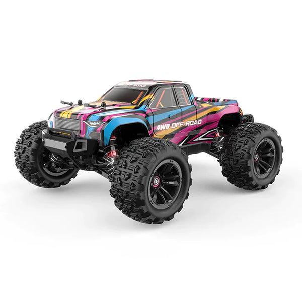 MJX-16209 HYPER GO 4WD OFF-ROAD 2S BRUSHLESS 1/16 SCALE RC MONSTER TRUCK IN PINK BLUE AND ORANGE