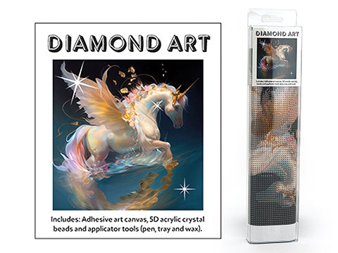 DIAMOND ART SC015WUN WHITE UNICORN - 30x30CM KIT WITH 5D CRYSTAL BEADS