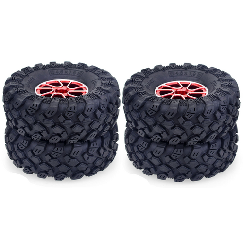 ZD RACING 10022 PIRATES 1.9 INCH 1/10 SCALE CRAWLER CAR WHEELS AND TIRES RED 1 PAIR OF TYRES