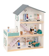 TOOKY TOY TH919 3 STORY WOODEN DOLL HOUSE 31 PIECE PLAYSET