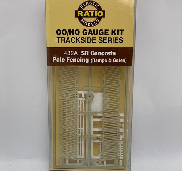 PECO 432A SR CONCRETE PALE FENCING INCLUDES RAMPS AND GATES  2 X 200MM RAMPS 2 SMALL AND 2 LARGE GATES OO/HO GAUGE TRACKSIDE SERIES KIT