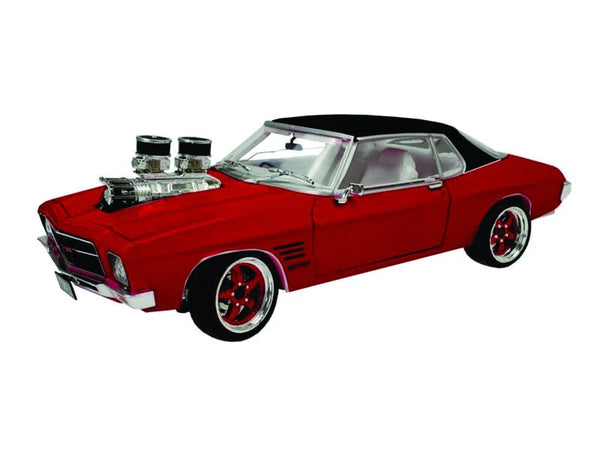 DDA COLLECTABLES DDA212 1973 HQ CANDY RED WITH BLACK ROOF WHITE INTERIOR 2 DOOR HOLDEN MONARO 1/24 SCALE DIECAST COLLECTABLE CAR