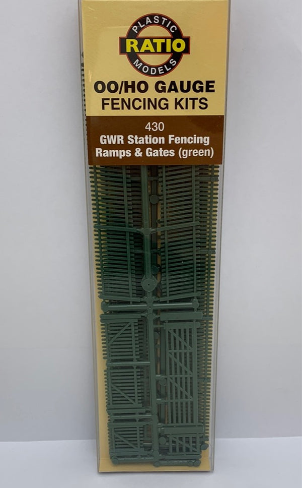 PECO 430 GWR STATION FENCING RAMPS AND GATES IN GREEN OO/HO GAUGE FENCING KIT