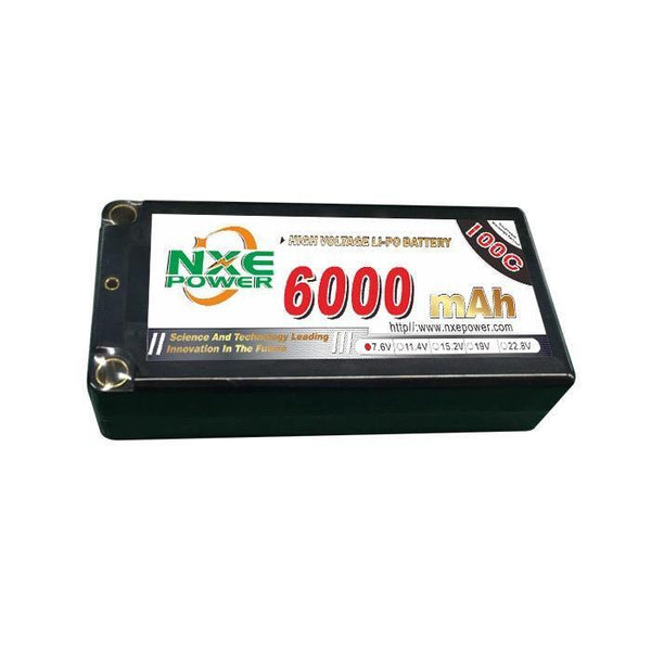 NXE 2S6000HC 7.4V BATTERY HV SHORTY HC 6000MAH 100C 5MM BULLET AND DEANS PLUG