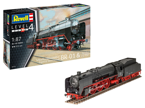 REVELL 02171 EXPRESS LOCOMOTIVE BR 02 AND TENDER 2'2'T30 1/87 SCALE TRAIN PLASTIC MODEL KIT