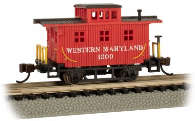 BACHMANN 15755 WESTERN MARYLAND #1200 OLD TIME BOBBER CABOOSE N SCALE MODEL TRAIN ROLLING STOCK