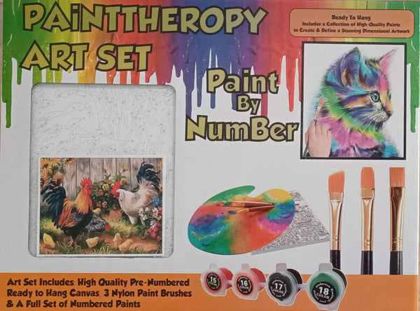 PAINTTHEROPY ART SET - PAINT BY NUMBER - CHICKENS