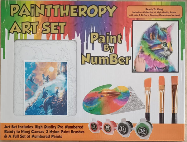 PAINTTHEROPY ART SET - PAINT BY NUMBER - DOLPHINS
