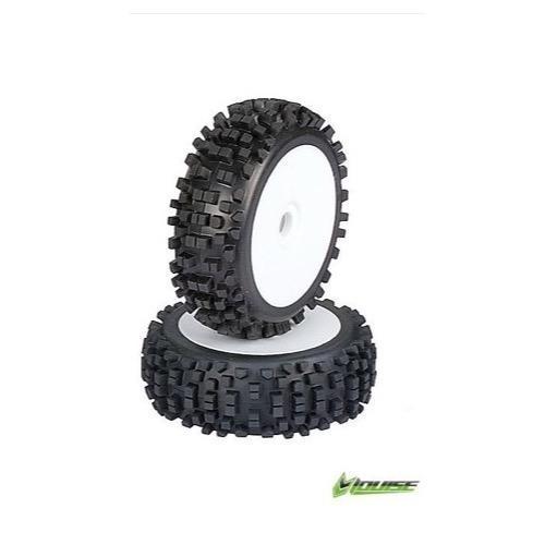 LOUISE L-T325W 1/8 SCALE OFF ROAD BUGGY TIRES MOUNTED ON WHITE RIMS 17MM HEX 2 PACK