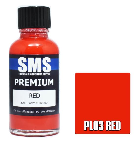 SMS PL03 RED PREMIUM ACRYLIC LACQUER GLOSS PAINT 30ML