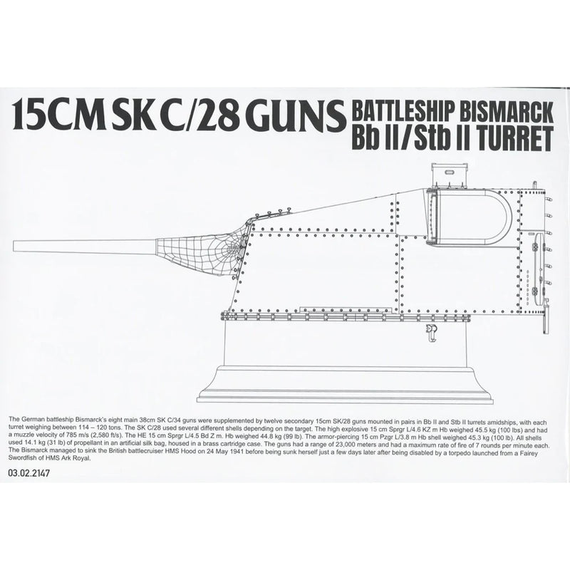 TAKOM 2147 15CMSK C/28 GUNS BATTLESHIP BISMARCK BB II / STB II TURRET 1/35 SCALE PLASTIC MODEL KIT