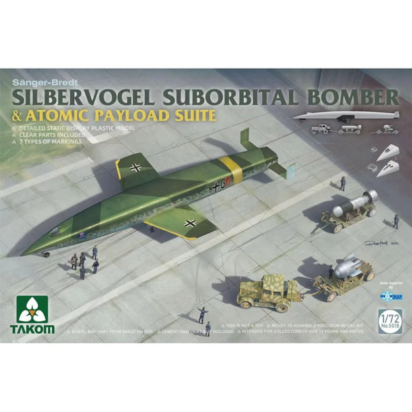 TAKOM 5018 SILBERVOGEL SUBORBITAL BOMBER AND ATOMIC PAYLOAD SUITE 1/72 SCALE AIRCRAFT PLASTIC MODEL KIT