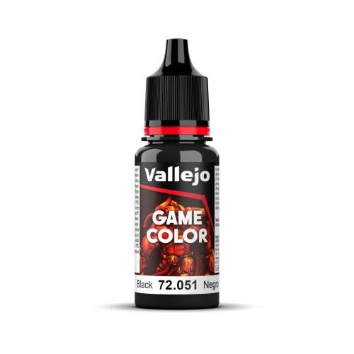 VALLEJO 72.051 GAME COLOR BLACK ACRYLIC PAINT 17ML