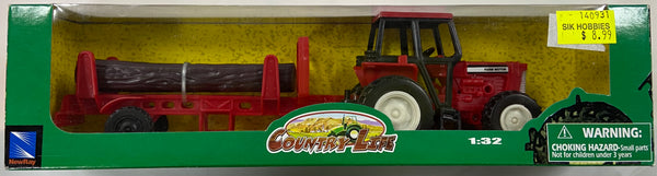 COUNTRY LIFE RED TRACTOR WITH LOG TRAILER 1:32
