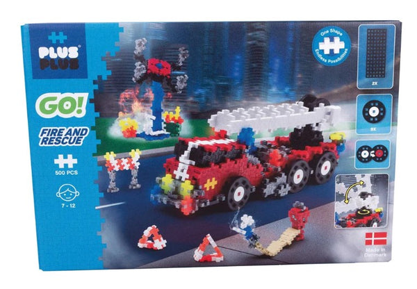 PLUS PLUS GO! FIRE AND RESCUE 500PC WITH BASEPLATES CREATIVE CONSTRUCTION BLOCKS