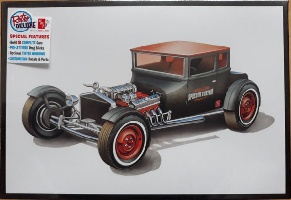 AMT 1167 1925 FORD T MODEL T CHOPPED BUILD 2 COMPLETE CARS WITH MODIFIED STYLE 1/25 SCALE PLASTIC MODEL KIT