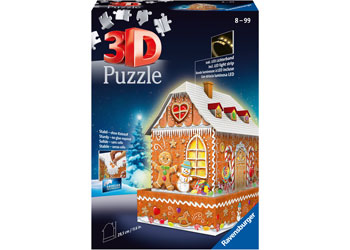 RAVENSBURGER 112371 GINGERBREAD HOUSE - NIGHT EDITION 257PC 3D JIGSAW PUZZLE WITH LED LIGHT STRIP