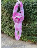 COTTON CANDY HANGING SLOTH POPPY PINK AND PURPLE PLUSH