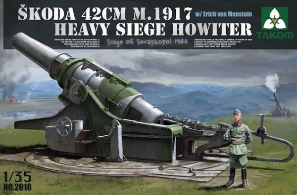 TAKOM 2018 SKODA 42CM M.1917 HEAVY SIEGE HOWITZER WITH ERICH VON MANSTEIN 1/35 SCALE PLASTIC MODEL KIT