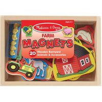 MELISSA AND DOUG FARM MAGNETS - WOODEN BARNYARD ANIMALS AND ACCESSORIES 20 PACK