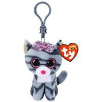 TY BEANIE BOOS KIKI GREY CAT CLIP