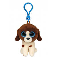 TY BEANIE BOOS MUDDLES DOG BROWN/WHITE PLUSH CLIP