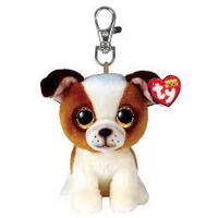 TY BEANIE BOOS HUGO BROWN AND WHITE DOG CLIP