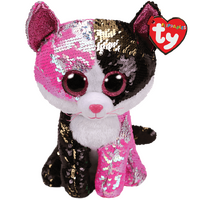 TY BEANIE BOOS FLIPPBLES MALIBU PINK AND BLACK CAT REGULAR