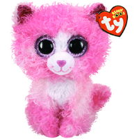 TY BEANIE BOOS REAGAN PINK CURLY CAT REGULAR