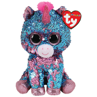 TY BEANIE BOOS FLIPPABLES CELESTE AQUA/PINK UNICORN REGULAR