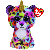 TY BEANIE BOOS GISELLE THE MULTICOLOURED LEOPARD WITH HORN MEDIUM