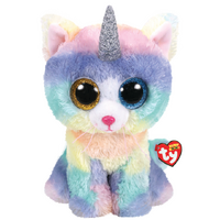 TY BEANIE BOOS HEATHER CAT WITH HORN MEDIUM PLUSH