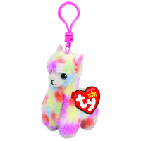 TY BEANIE BOOS LOLA MULTICOLOUR LLAMA CLIP