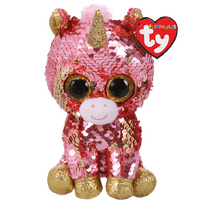 TY BEANIE BOOS FLIPPABLE SUNSET CORAL UNICORN REGULAR