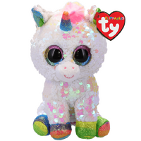 TY BEANIE BOOS FLIPPABLES PIXY WHITE AND RAINBOW UNICORN MEDIUM