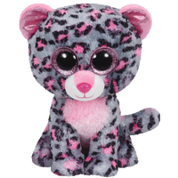 TY BEANIE BOOS TASHA GREY AND PINK LEOPARD MEDIUM