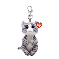 TY BEANIE BOOS MITZI GREY TABBY CAT PLUSH CLIP