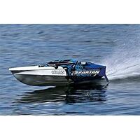 TRAXXAS 57076-4 SPARTAN BOAT WITH TSM BLUE AND WHITE BATTERIES AND CHARGER NOT INCLUDED