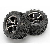 TRAXXAS 7174A TIRE AND WHEELS ASSEMBLED TO FIT A E-REVO 1/16 VXL 2 PACK