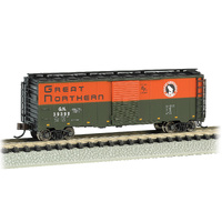 BACHMANN 17059 ARR 40 STEEL BOX CAR GREAT NORTHERN #39398 N SCALE SILVER SERIES ROLLING STOCK