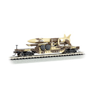 BACHMANN 71397 52 CENTER DEPRESSED FLAT CAR DESERT MILITARY WITH MISSILE N SCALE SILVER SERIES ROLLING STOCK