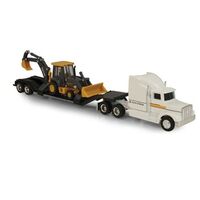 JOHN DEERE 1:64 SEMI WITH LOADER BACKHOE DIECAST