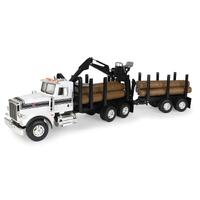 TOMY BIG ROADS 1:16 PETERBILT MODEL 367 LOGGING TRUCK AND  PUP TRAILER WITH LIGHTS AND SOUNDS